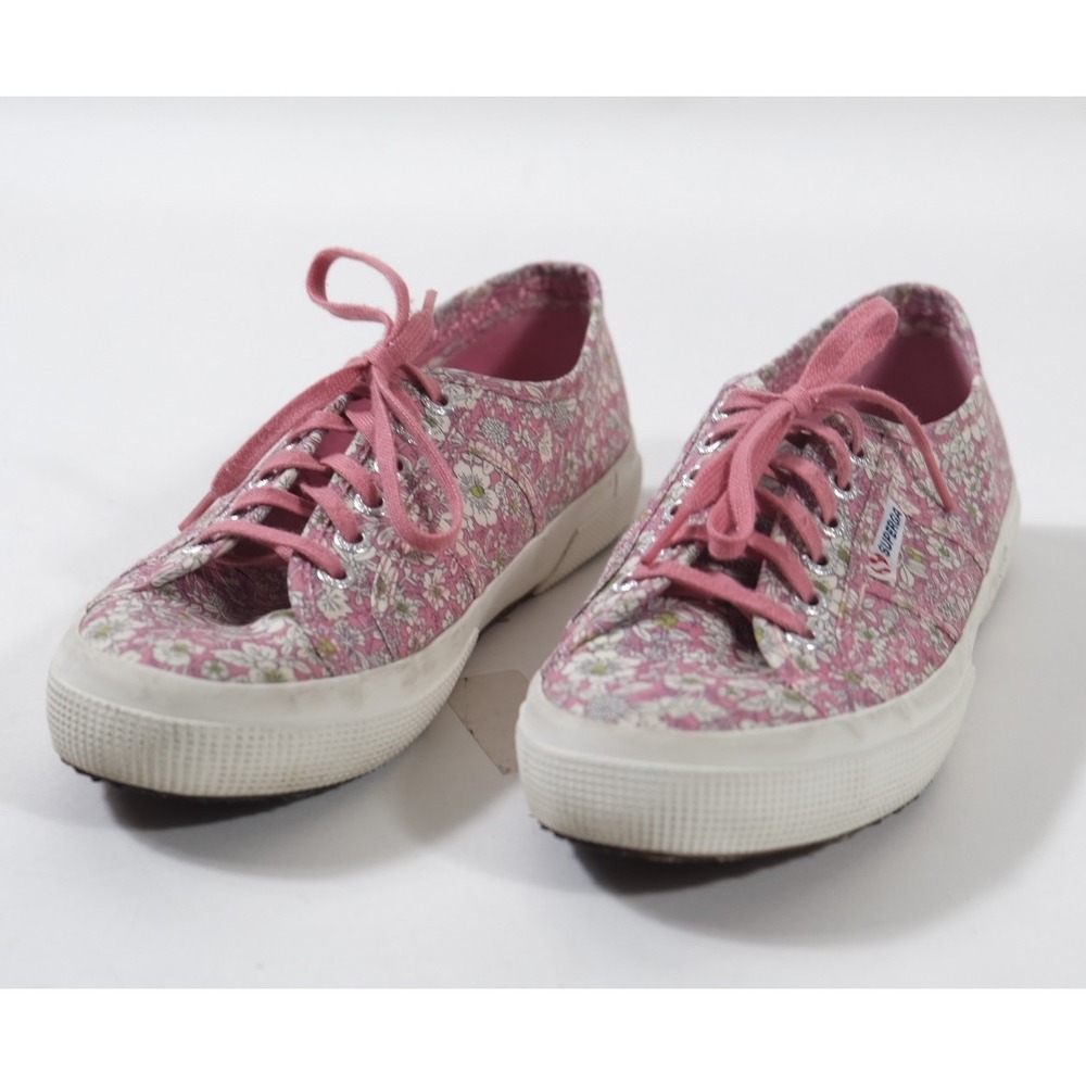 Superga Sneakers Womens 8 Pink Floral 2750 Cotu Classic Low Top Canvas Shoes
